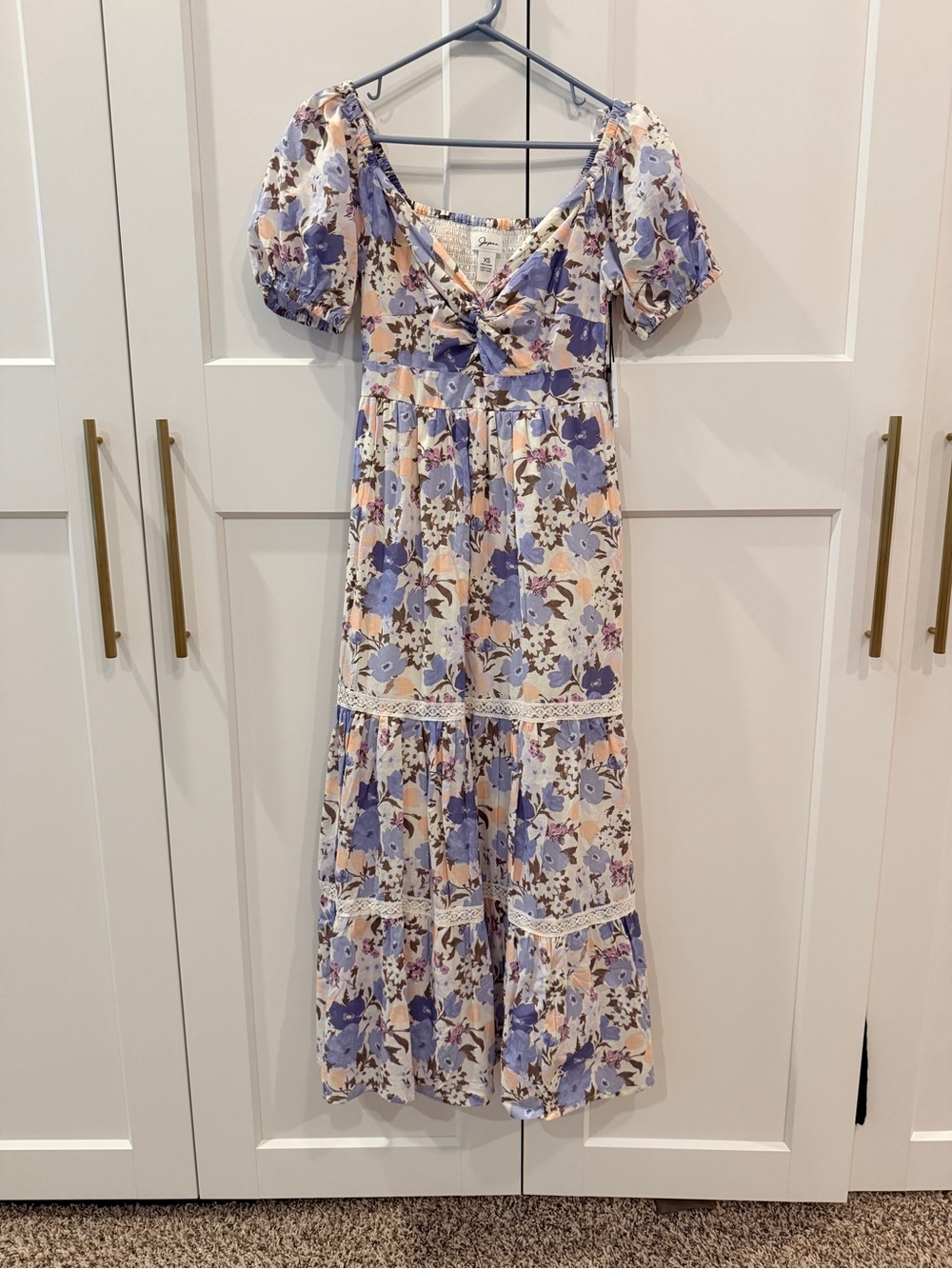 Japna Floral Maxi Dress in Lavender and Peach NWT